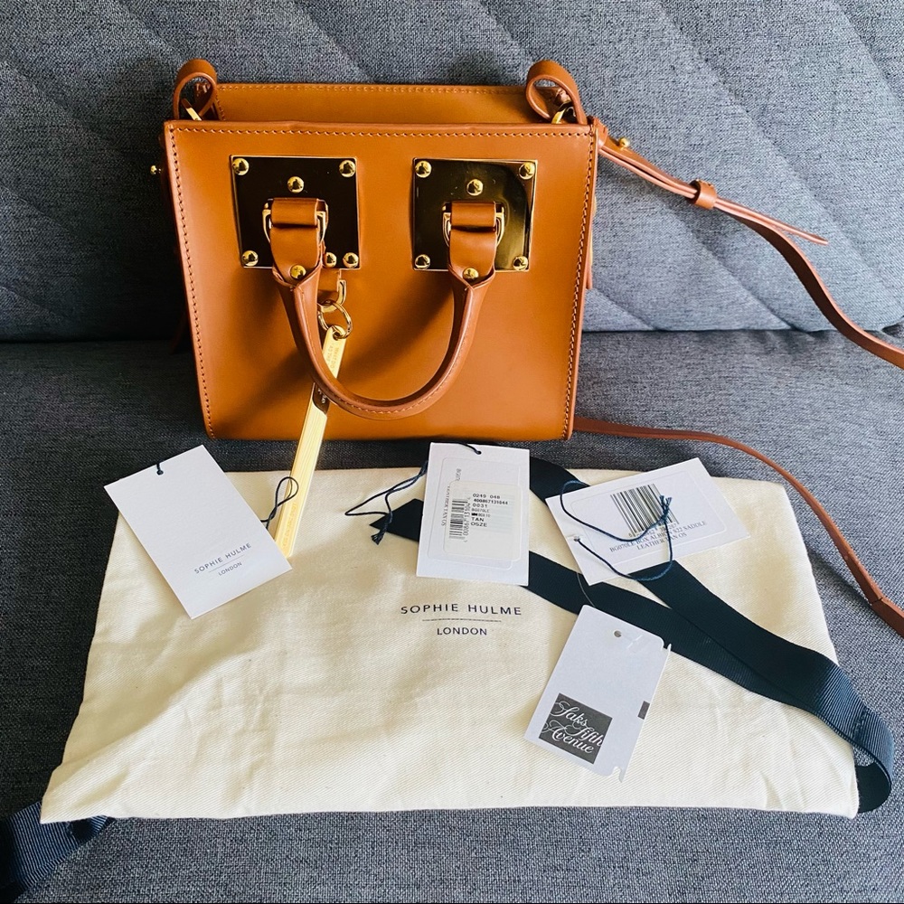Mini Box tote crossbody bag tan sand